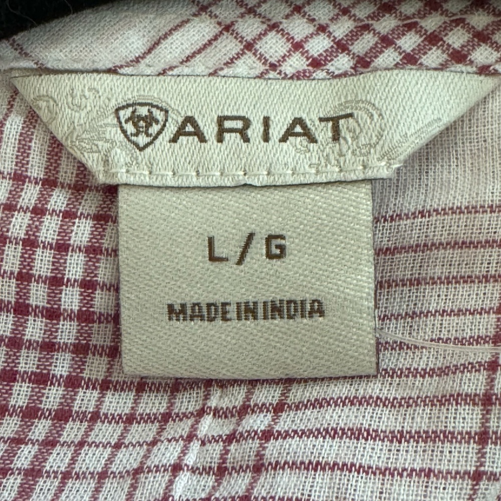 Ariat Western Shirt Red/White Plaid Cotton Button Up. Women’s Large Long sleeve‎ - Picture 2 of 7